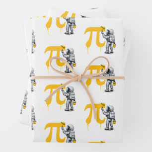 Hoja De Papel De Regalo Pintura genial del astronauta símbolo Pi Día Pi 