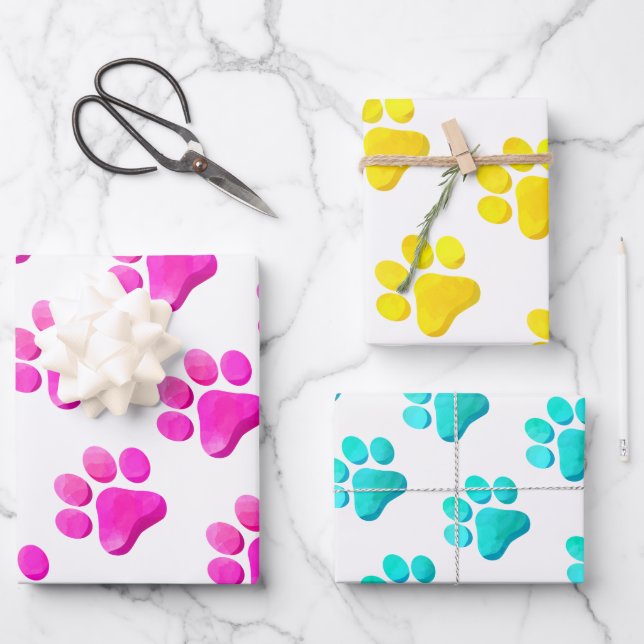 Hoja De Papel De Regalo Pintura Imprime Mascotas Perros Gatos Diversión Az (Anverso)