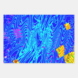 Hoja De Papel De Regalo Pintura moderna de arte abstracto azul