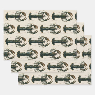 Hoja De Papel De Regalo Pinzas de langosta vida marina vintage del océano 