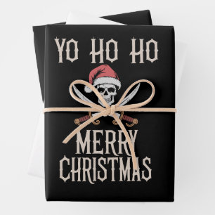 Hoja De Papel De Regalo Pirata de vacaciones Yo Ho Ho Navidad Santa Boatin