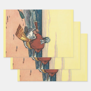 Hoja De Papel De Regalo Piratas de época, aislados en una isla desierta