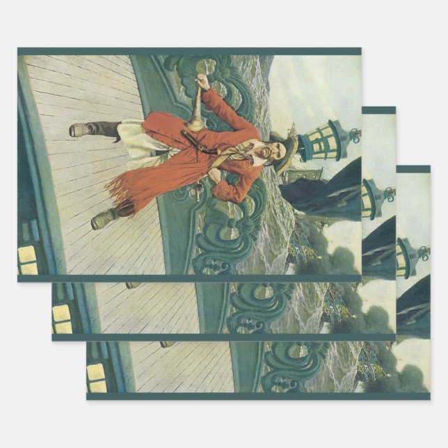 Hoja De Papel De Regalo Piratas de época, capitán Keitt por Howard Pyle (Set)