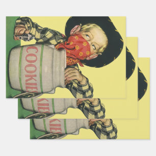 Hoja De Papel De Regalo Pistola de juguete de vaquero antiguo con la mano 