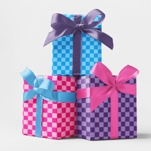 Hoja De Papel De Regalo Pizarra azul rosa y púrpura