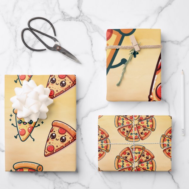 Hoja De Papel De Regalo Pizza Fun (Anverso)