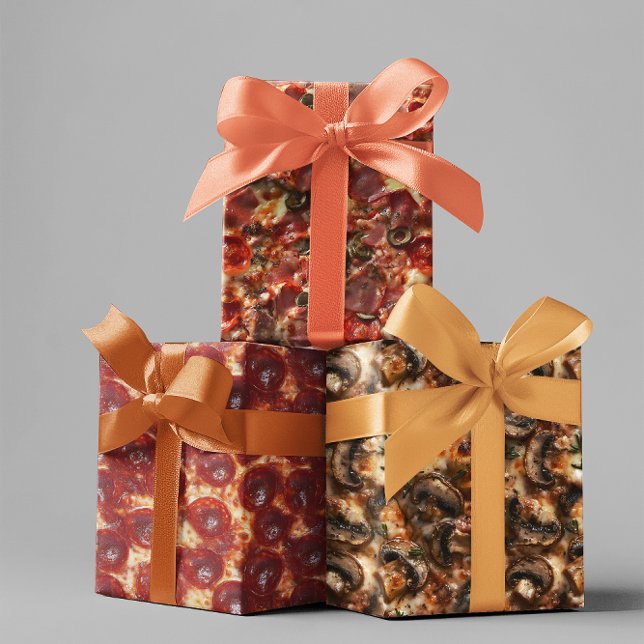 Hoja De Papel De Regalo Pizza Pepperoni Champiñón Carne Primeros Planos (Subido por el creador)