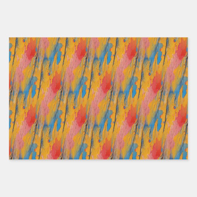 Hoja De Papel De Regalo Placa de pintura colorida (Anverso)