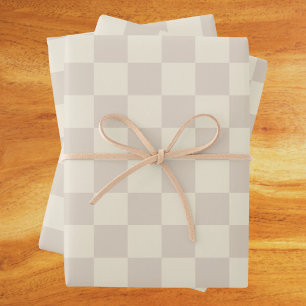 Hoja De Papel De Regalo Placa de verificación de color marrón claro y blan
