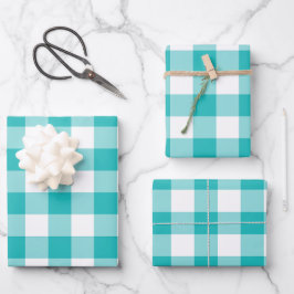 Hoja De Papel De Regalo Placa de verificación de Gingham azul y blanco cia
