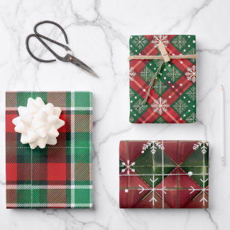 Hoja De Papel De Regalo Plaid and Snowflakes