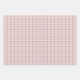 Hoja De Papel De Regalo Plaid Clásico Retro de Color Crema y Morado