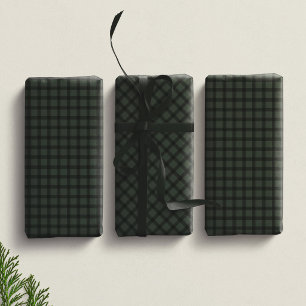 Hoja De Papel De Regalo Plaid de cuadros verde oscuro simple Navidad vacac