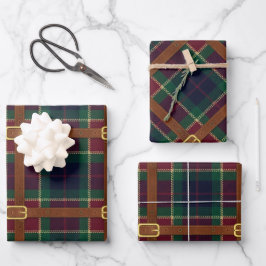 Hoja De Papel De Regalo Plaid de Navidad Preppy Lux