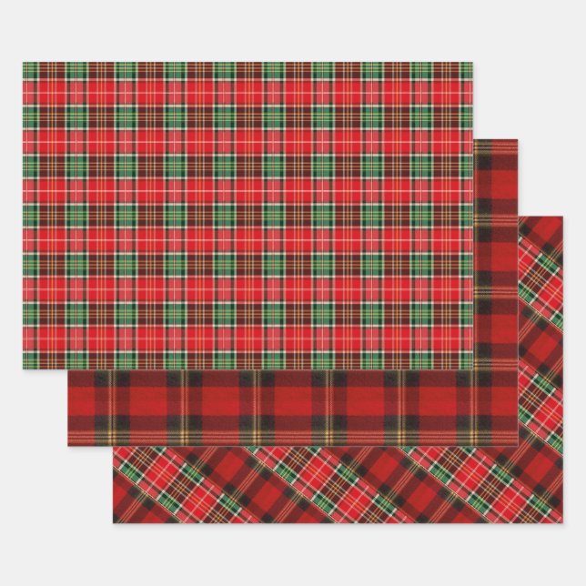 Hoja De Papel De Regalo Plaid de Navidad Tradicional (Set)