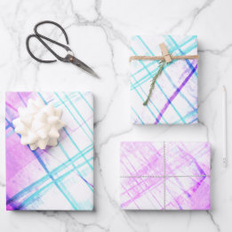 Hoja De Papel De Regalo Plaid de Ombre Abstracto Púrpura Turquesa Azul