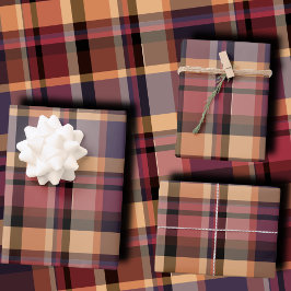 Hoja De Papel De Regalo Plaid de puesta de sol de otoño oversized temperam
