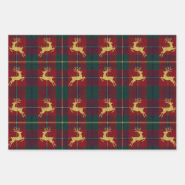Hoja De Papel De Regalo Plaid de Reno de Navidad Tradicional