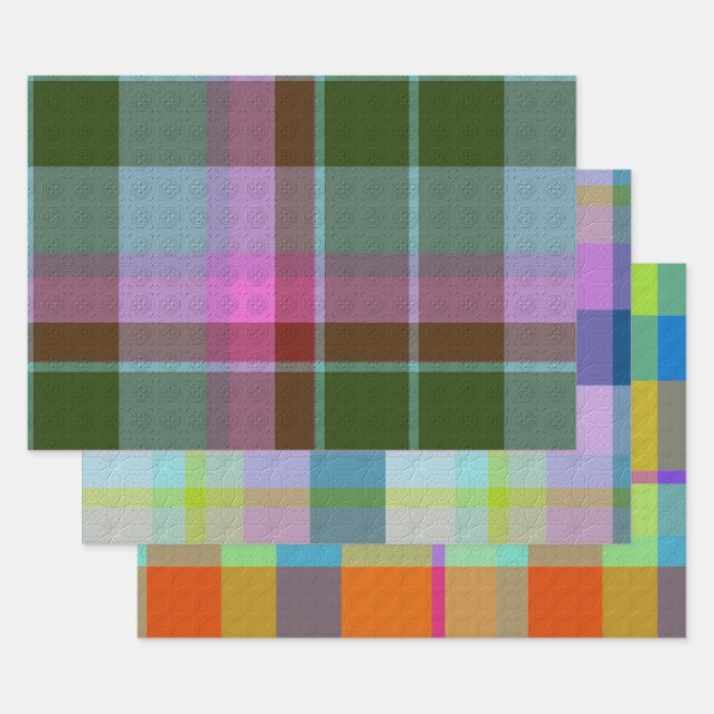 Hoja De Papel De Regalo Plaid Decorativo (Set)