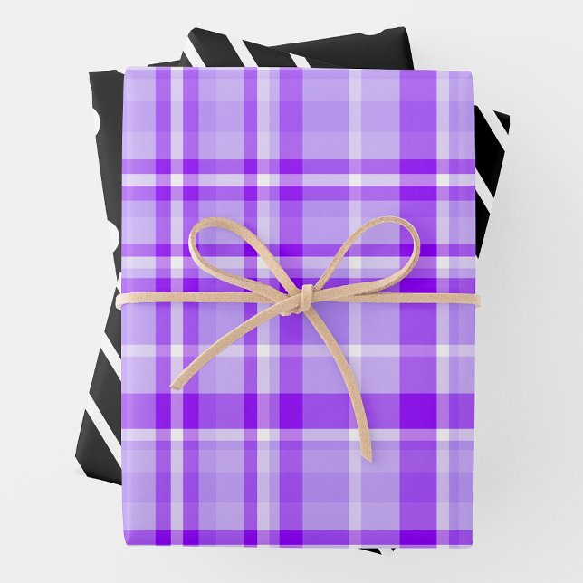 Hoja De Papel De Regalo Plaid Morado, Negro y Blanco (Subido por el creador)
