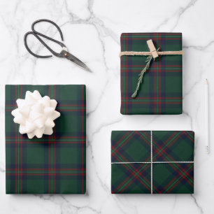 Hoja De Papel De Regalo Plaid Navidad Preppy Verde Oscuro