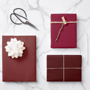 Hoja De Papel De Regalo Plain Prune Burgundy Rosa Maroon Shades 3 Tones