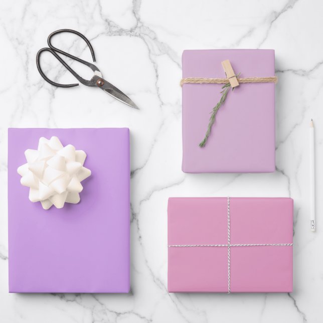 Hoja De Papel De Regalo Plain Ube Lavender Kobi Morple Shades 3 Tonos (Anverso)