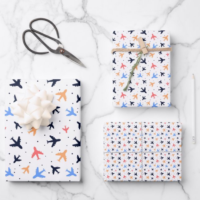 Hoja De Papel De Regalo Plano de viaje de avión divertido (Anverso)