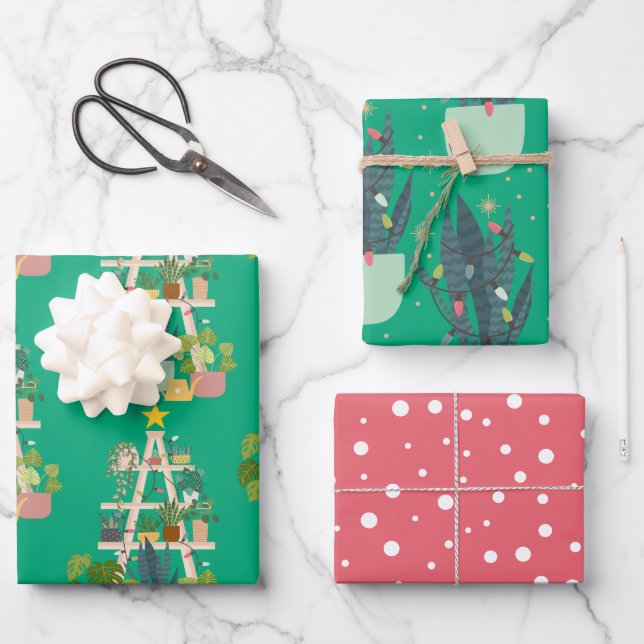 Hoja De Papel De Regalo Planta doméstica de navidades (Anverso)