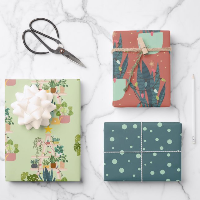 Hoja De Papel De Regalo Planta doméstica de navidades (Anverso)