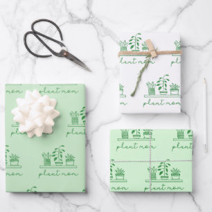 Hoja De Papel De Regalo Planta minimalista Mamá Corta Planta Lover