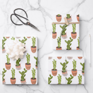 Hoja De Papel De Regalo Plantas de Cactus Modernas de Interior Diseño Dibu