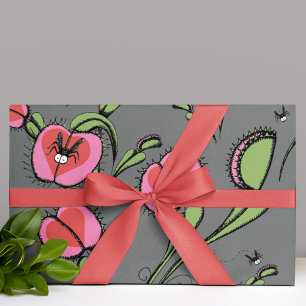 Hoja De Papel De Regalo Plantas de Venus Flytrampa y moscas zumbantes en g
