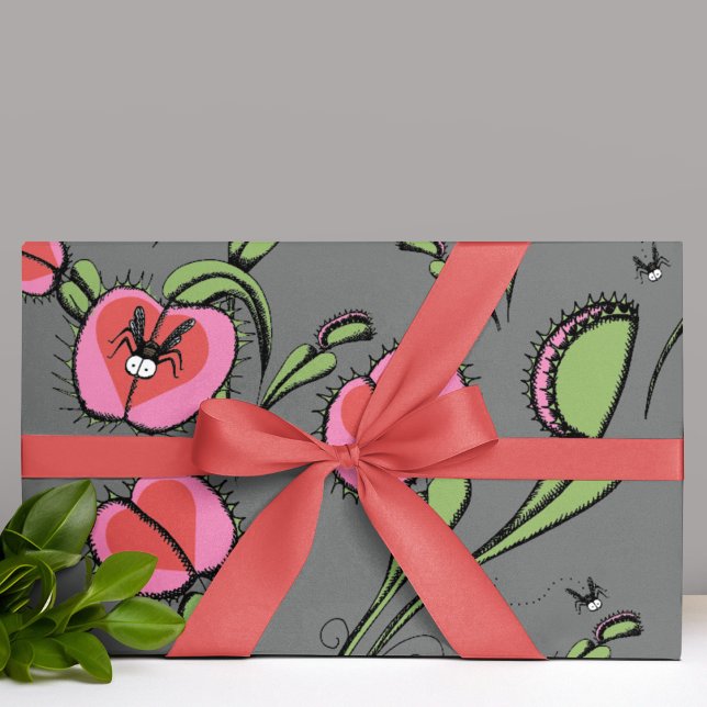 Hoja De Papel De Regalo Plantas de Venus Flytrampa y moscas zumbantes en g (Subido por el creador)