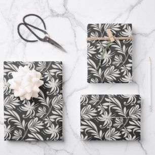 Hoja De Papel De Regalo Plantas Elegantes Patrón de Hierbas Floral Blanco 