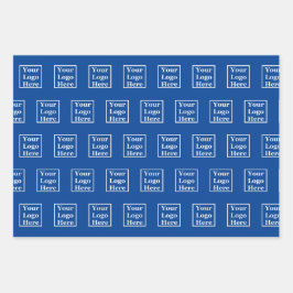 Hoja De Papel De Regalo Plantilla de patrón de logotipo empresarial azul