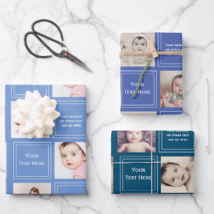 Hoja De Papel De Regalo Plantilla personalizada de collage de fotos