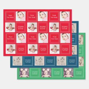 Hoja De Papel De Regalo Plantilla personalizada de collage de fotos