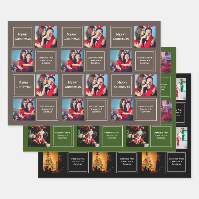 Hoja De Papel De Regalo Plantilla personalizada de Collage de fotos de nav (Set)