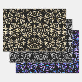 Hoja De Papel De Regalo Plata dorada y morada de la colección Pearl