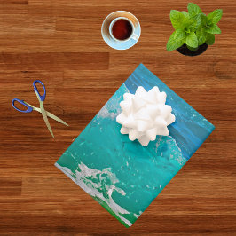 Hoja De Papel De Regalo Playa de acuarela azul turquesa