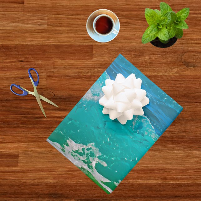 Hoja De Papel De Regalo Playa de acuarela azul turquesa (Subido por el creador)