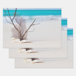 Hoja De Papel De Regalo Playa de arena con cascadas blancas