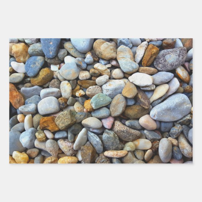 Hoja De Papel De Regalo Playa de guijarros de inspiración natural (Anverso)