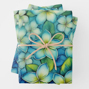 Hoja De Papel De Regalo Plumeria azul