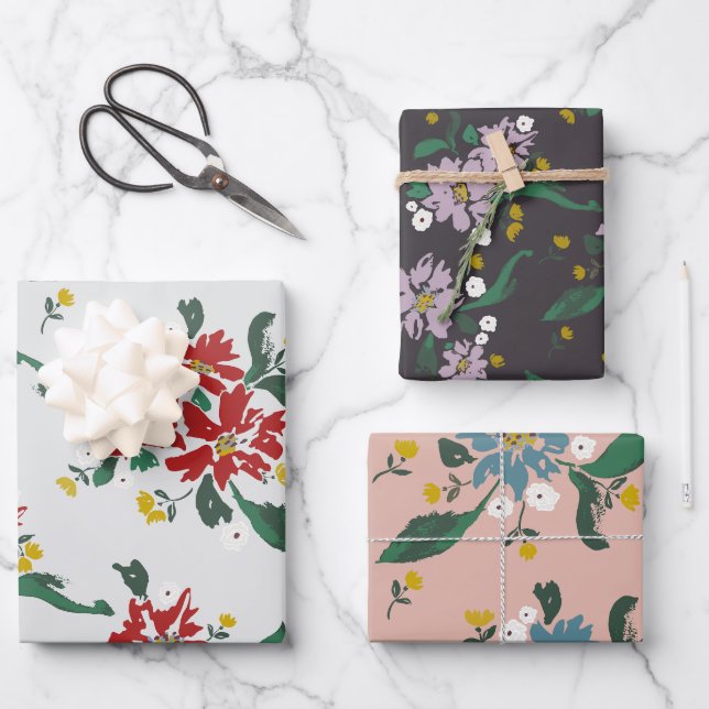 Hoja De Papel De Regalo Poinsettias For All Seasons (Anverso)