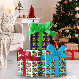 Hoja De Papel De Regalo Police Merry Christmas Shield with Poinsettia