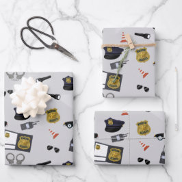 Hoja De Papel De Regalo Police Themed Policeman Cop Pattern