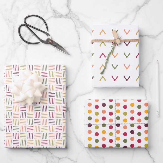 Hoja De Papel De Regalo Polka Dots| Wishbones | Weaving lines -  (Anverso)