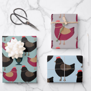 Hoja De Papel De Regalo Pollo de corral Amantes de la Copa de Huevos Rosa 